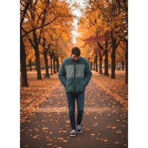 Urban Outfitters Teal Zip Up Plush Jacket Large